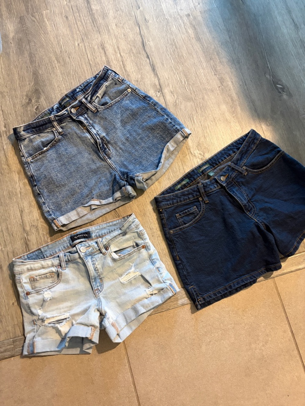 3 Denim Shorts Light Blue, Medium Blue, Dark Blue ALL SIZE 8